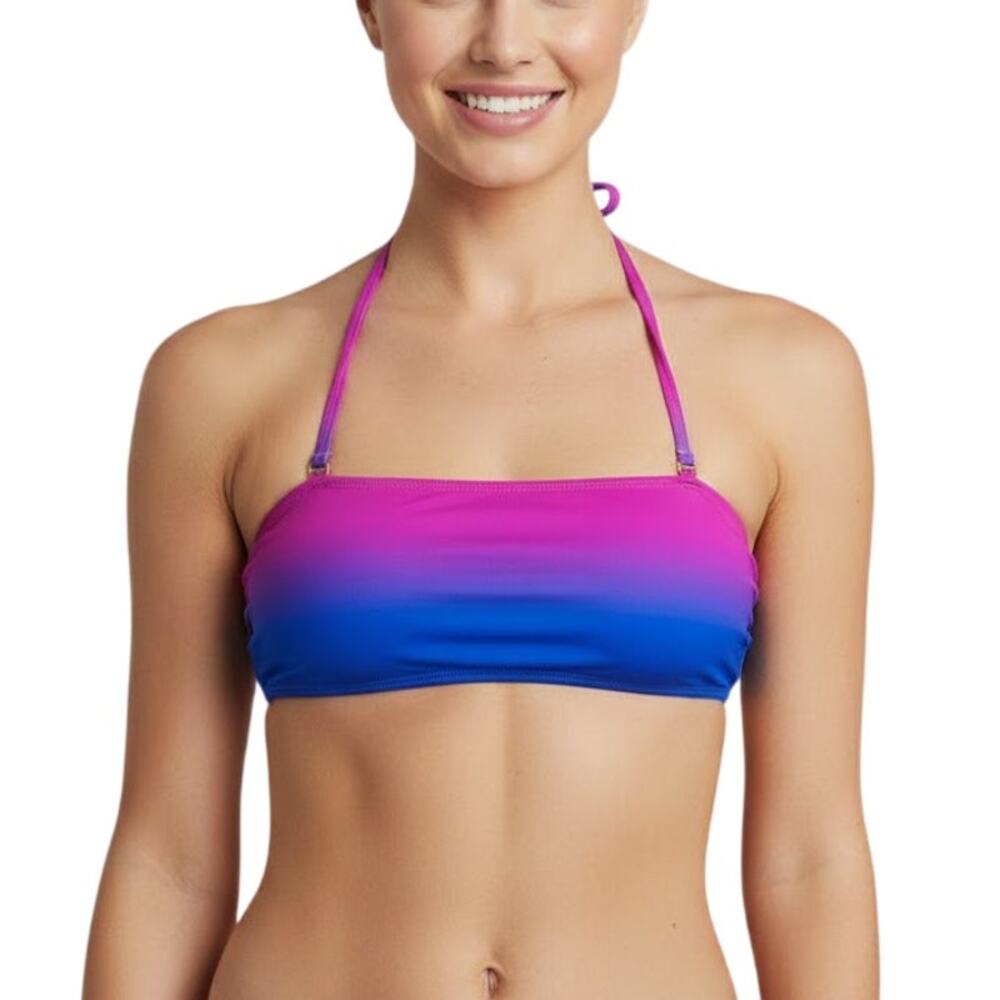 PilyQ PQ Swim Ombre Bandeau Bikini Top Purple Blue Women Size Medium NWT
